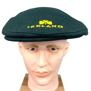 Irish Newsboy Flat Cap Green Hat Traditional Ireland Shamrock Clover Wool